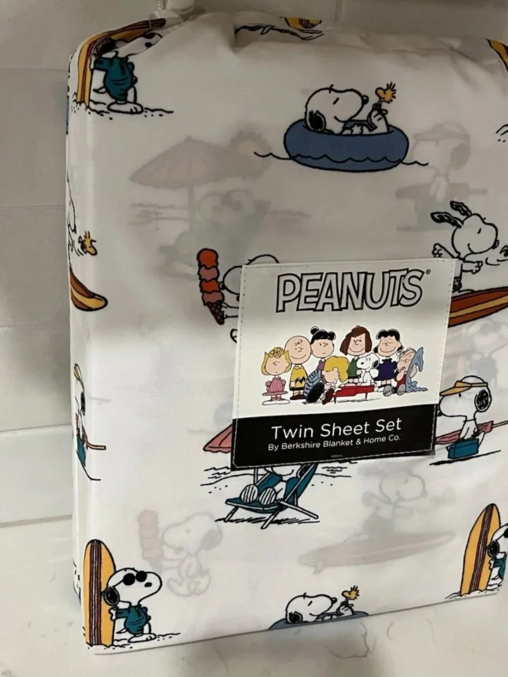 Berkshire PEANUTS Snoopy White Beach Surf Surfboard Twin Sheet Set 3pc Summer